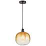1_Edison Brookhaven Sphere 11"W Oiled Bronze Cord Pendant w/ Amber Shade