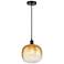 Edison Brookhaven Sphere 11"W Oiled Bronze Cord Pendant w/ Amber Shade