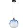 Edison Brookhaven Sphere 11"W Oiled Bronze Cord Pendant w/ Sapphire Shade