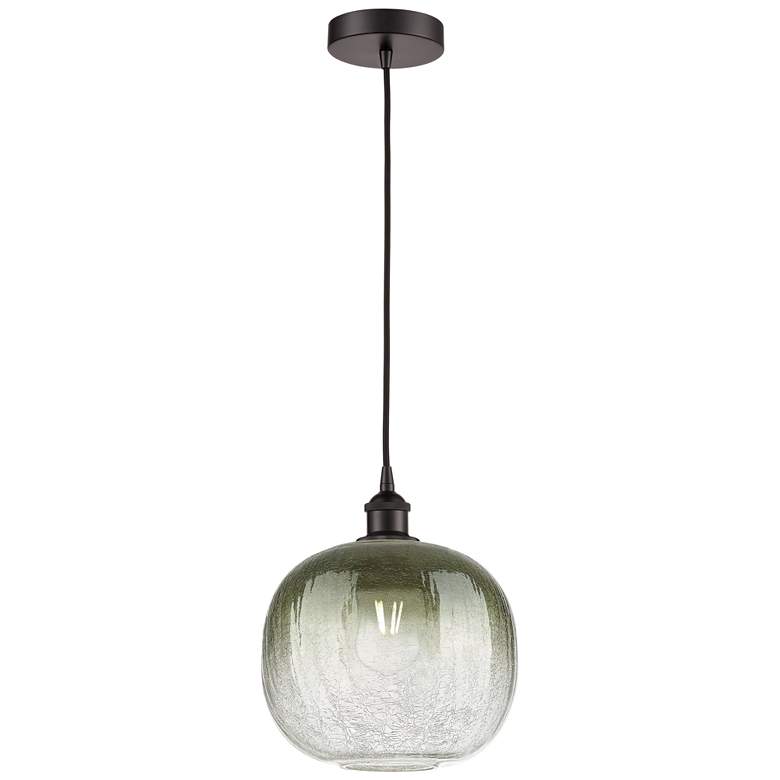 Image 1 Edison Brookhaven Sphere 11"W Oiled Bronze Cord Pendant w/ Slate Shade