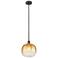 Edison Brookhaven Sphere 11"W Oiled Bronze Stem Pendant w/ Amber Shade