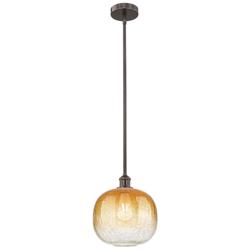 Edison Brookhaven Sphere 11"W Oiled Bronze Stem Pendant w/ Amber Shade