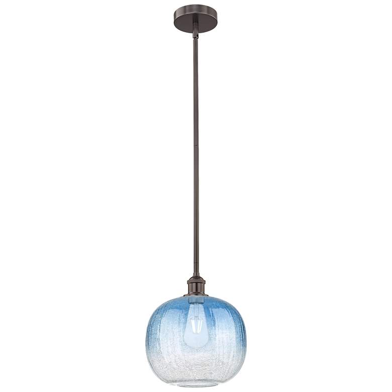 Image 1 Edison Brookhaven Sphere 11"W Oiled Bronze Stem Pendant w/ Sapphire Shade