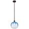 Edison Brookhaven Sphere 11"W Oiled Bronze Stem Pendant w/ Sapphire Shade