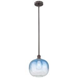 Edison Brookhaven Sphere 11"W Oiled Bronze Stem Pendant w/ Sapphire Shade