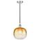 Edison Brookhaven Sphere 11"W Polished Nickel Cord Pendant w/ Amber Shade
