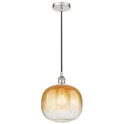 Edison Brookhaven Sphere 11"W Polished Nickel Cord Pendant w/ Amber Shade