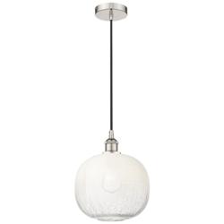 Edison Brookhaven Sphere 11"W Polished Nickel Cord Pendant w/ Opal Shade
