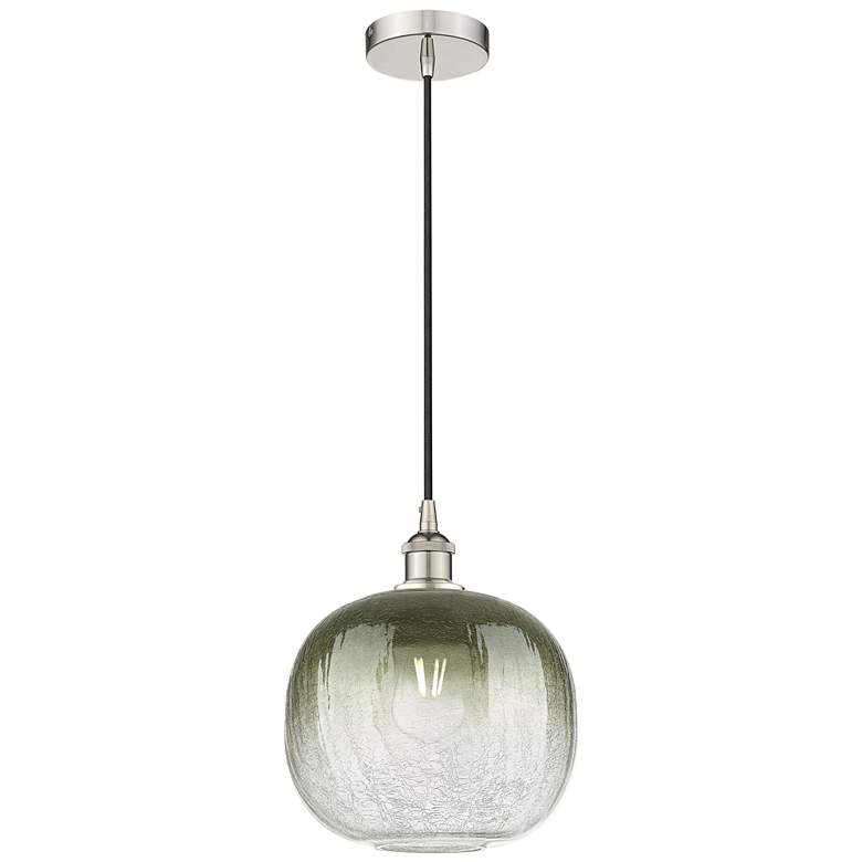 Image 1 Edison Brookhaven Sphere 11"W Polished Nickel Cord Pendant w/ Slate Shade