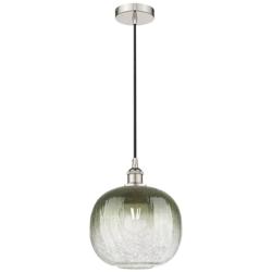 Edison Brookhaven Sphere 11"W Polished Nickel Cord Pendant w/ Slate Shade