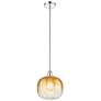 Edison Brookhaven Sphere 11"W Polished Nickel Stem Pendant w/ Amber Shade