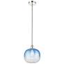 Edison Brookhaven Sphere 11"W Polished Nickel Stem Pendant w/ Blue Shade