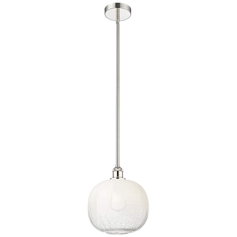 Image 1 Edison Brookhaven Sphere 11"W Polished Nickel Stem Pendant w/ Opal Shade