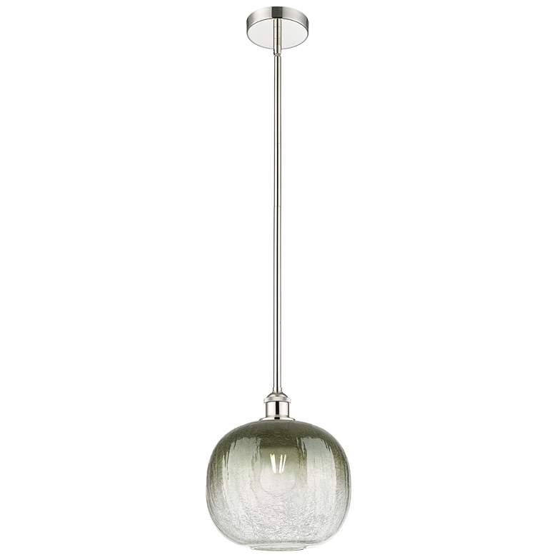 Image 1 Edison Brookhaven Sphere 11"W Polished Nickel Stem Pendant w/ Slate Shade