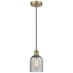Edison Caledonia 5" Antique Brass Cord Hung Mini Pendant w/ Charcoal S