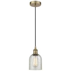 Edison Caledonia 5" Antique Brass Cord Hung Mini Pendant w/ Mica Shade