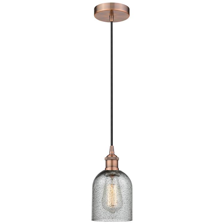 Image 1 Edison Caledonia 5" Antique Copper Cord Hung Mini Pendant w/ Charcoal