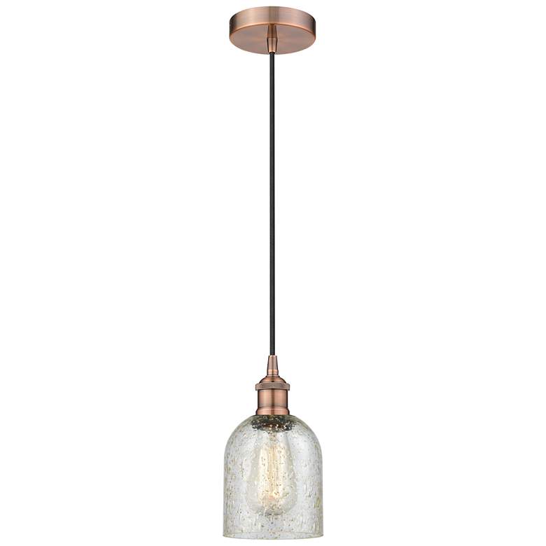 Image 1 Edison Caledonia 5" Antique Copper Cord Hung Mini Pendant w/ Mica Shad