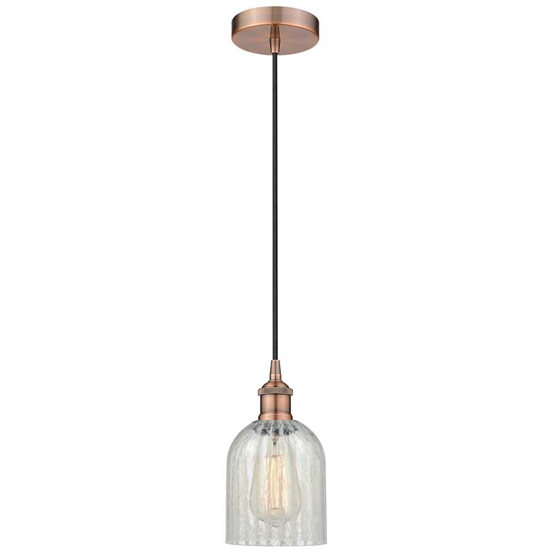 Image 1 Edison Caledonia 5" Antique Copper Corded Mini Pendant w/ Mouchette Sh