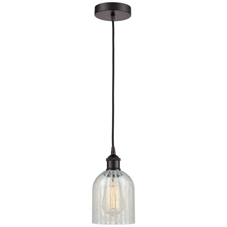 Image 1 Edison Caledonia 5" Bronze Corded Mini Pendant w/ Mouchette Shade