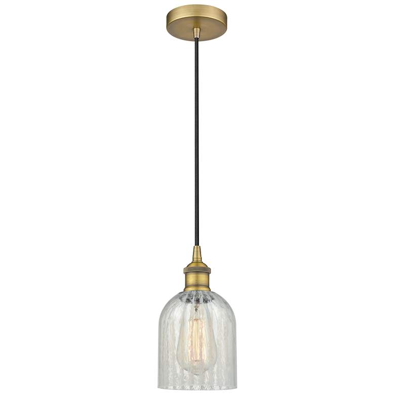 Image 1 Edison Caledonia 5" Brushed Brass Cord Hung Mini Pendant w/ Mouchette