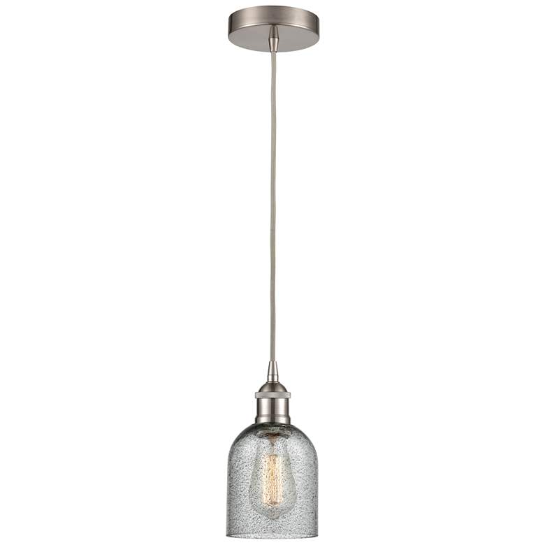 Image 1 Edison Caledonia 5" Brushed Nickel Corded Mini Pendant w/ Charcoal Sha