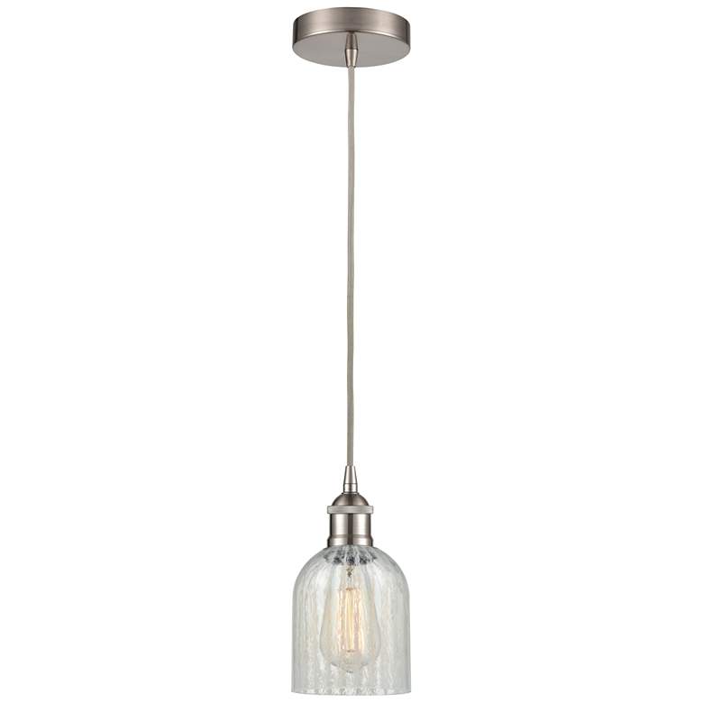 Image 1 Edison Caledonia 5" Brushed Nickel Corded Mini Pendant w/ Mouchette Sh