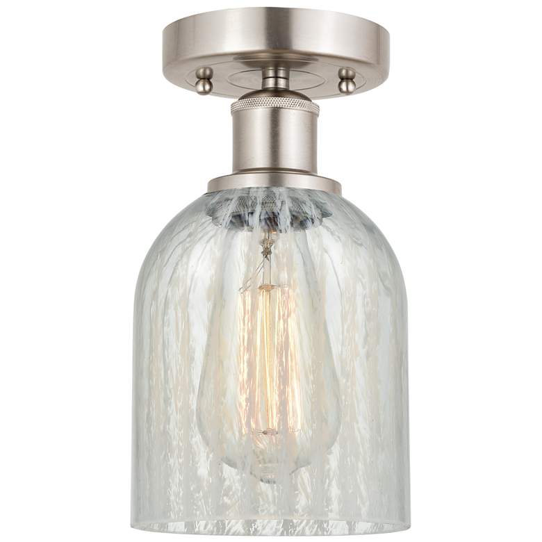 Image 1 Edison Caledonia 5" Brushed Nickel Semi Flush Mount w/ Mouchette Shade