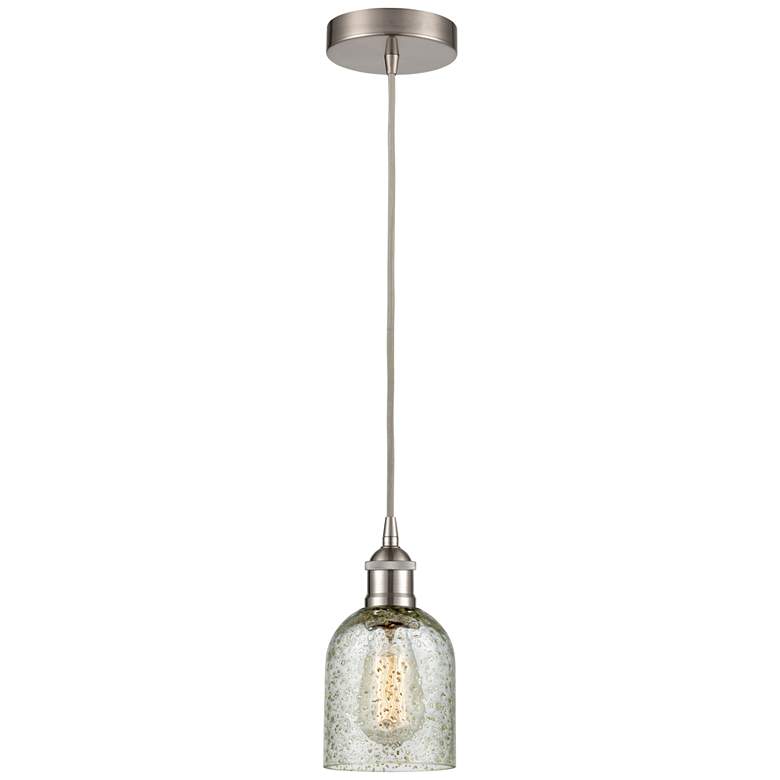 Image 1 Edison Caledonia 5" Brushed Satin Nickel Corded Mini Pendant w/ Mica S