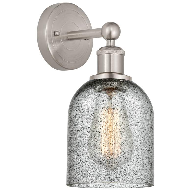 Image 1 Edison Caledonia 5" Brushed Satin Nickel Sconce w/ Charcoal Shade