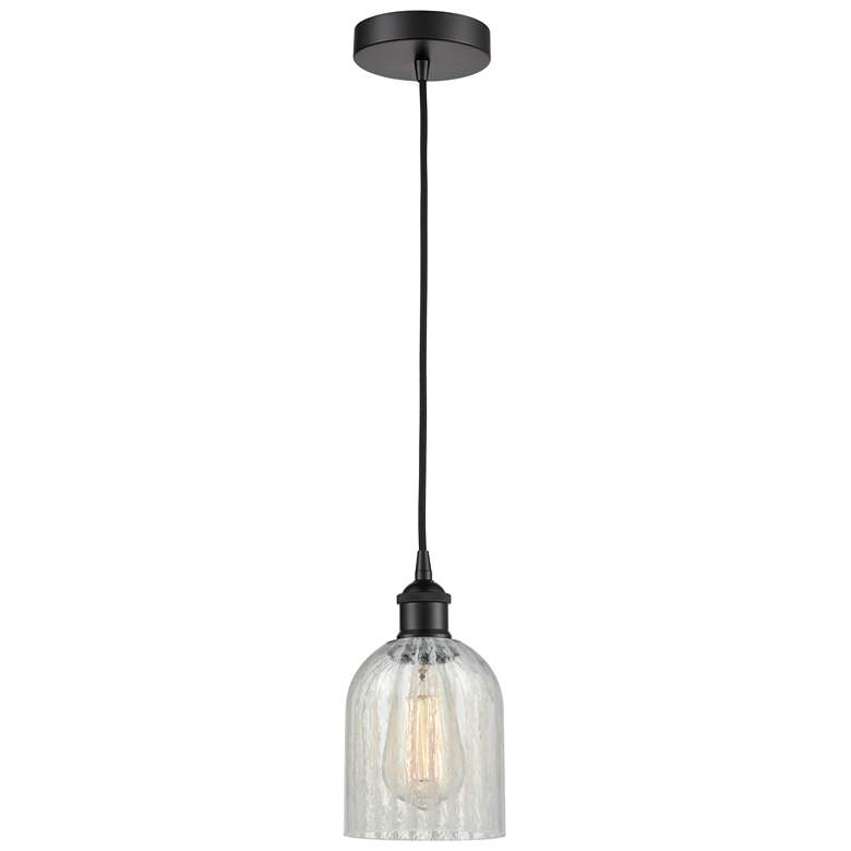 Image 1 Edison Caledonia 5" Matte Black Cord Hung Mini Pendant w/ Mouchette Sh