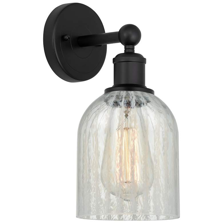 Image 1 Edison Caledonia 5" Matte Black Sconce w/ Mouchette Shade