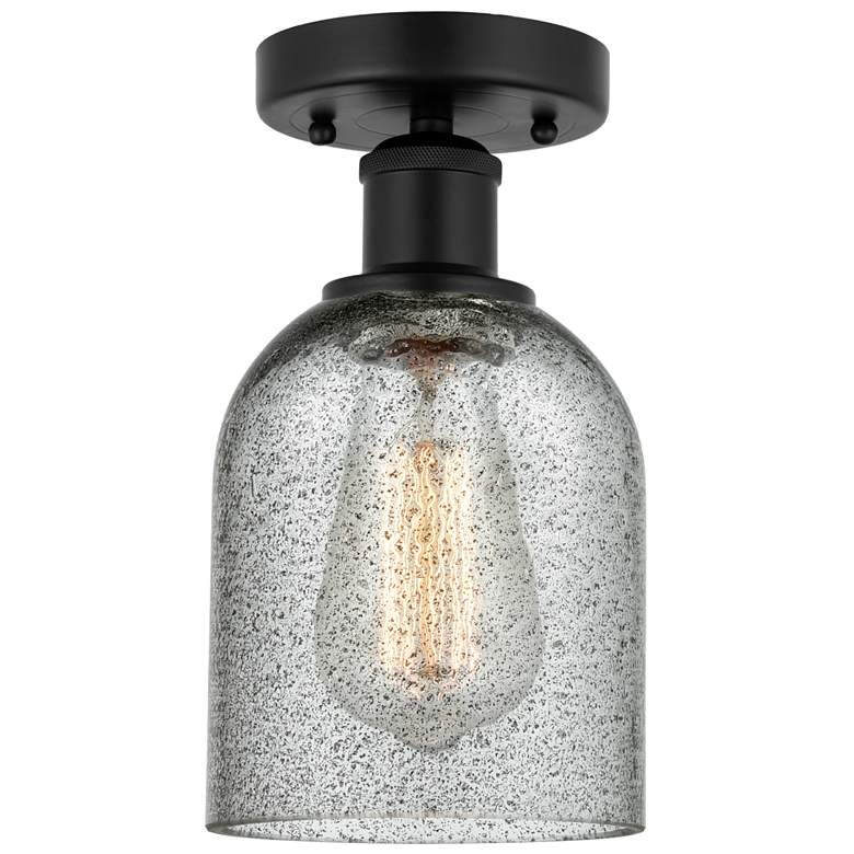 Image 1 Edison Caledonia 5" Matte Black Semi Flush Mount w/ Charcoal Shade