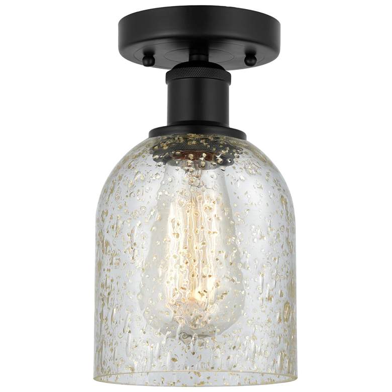 Image 1 Edison Caledonia 5" Matte Black Semi Flush Mount w/ Mica Shade
