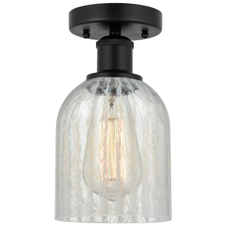 Image 1 Edison Caledonia 5" Matte Black Semi Flush Mount w/ Mouchette Shade