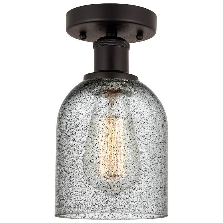 Image 1 Edison Caledonia 5" Oil Rubbed Bronze Semi Flush Mount w/ Charcoal Sha