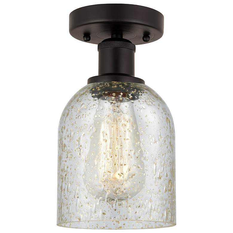 Image 1 Edison Caledonia 5" Oil Rubbed Bronze Semi Flush Mount w/ Mica Shade