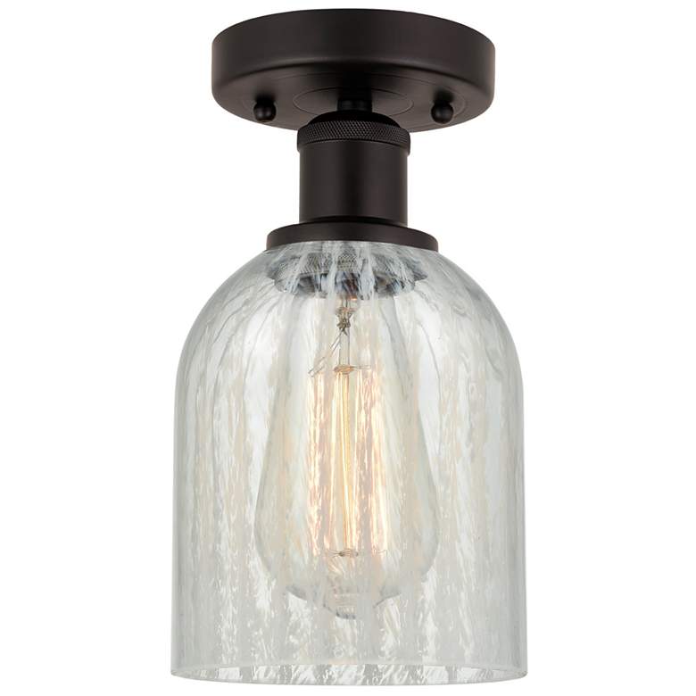 Image 1 Edison Caledonia 5" Oil Rubbed Bronze Semi Flush Mount w/ Mouchette Sh
