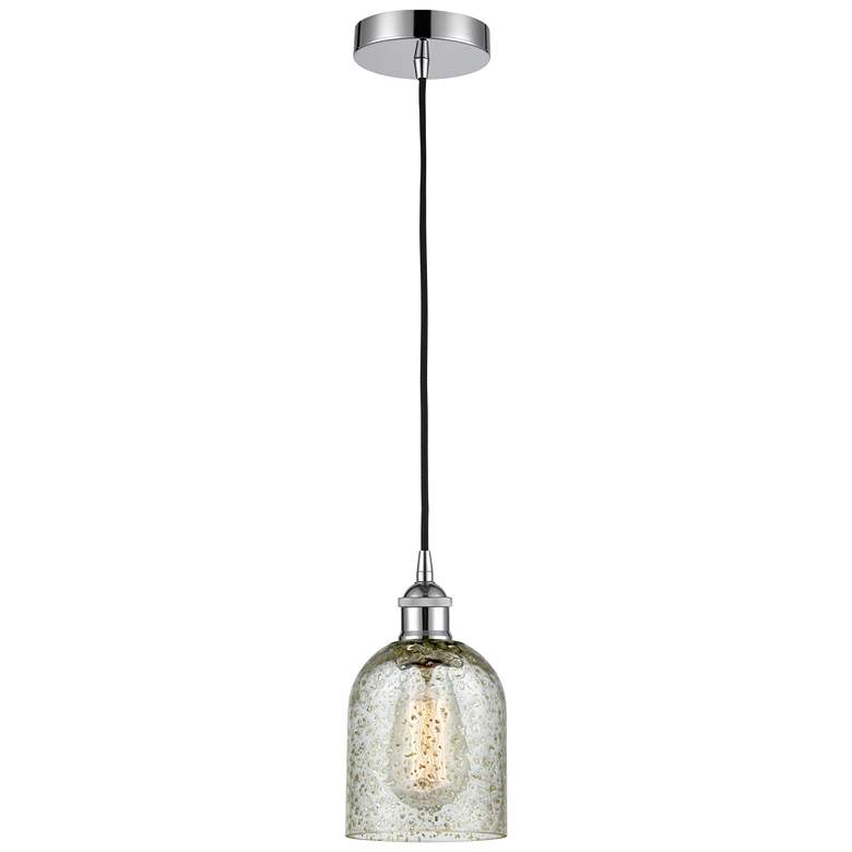 Image 1 Edison Caledonia 5" Polished Chrome Cord Hung Mini Pendant w/ Mica Sha