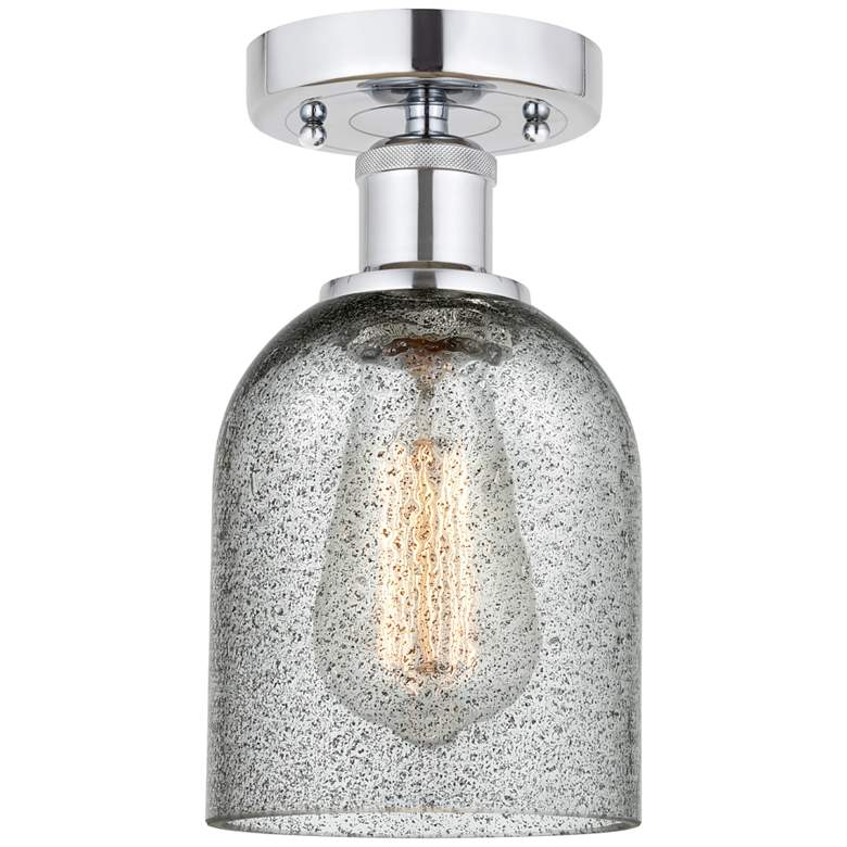 Image 1 Edison Caledonia 5" Polished Chrome Semi Flush Mount w/ Charcoal Shade