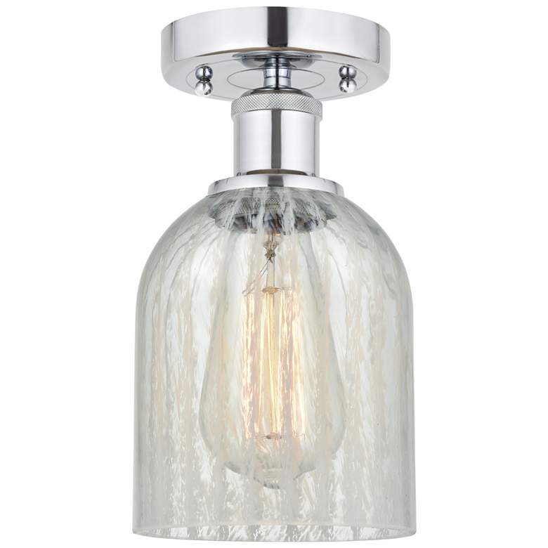 Image 1 Edison Caledonia 5" Polished Chrome Semi Flush Mount w/ Mouchette Shad