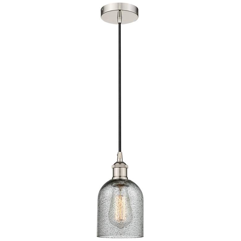 Image 1 Edison Caledonia 5" Polished Nickel Corded Mini Pendant w/ Charcoal Sh