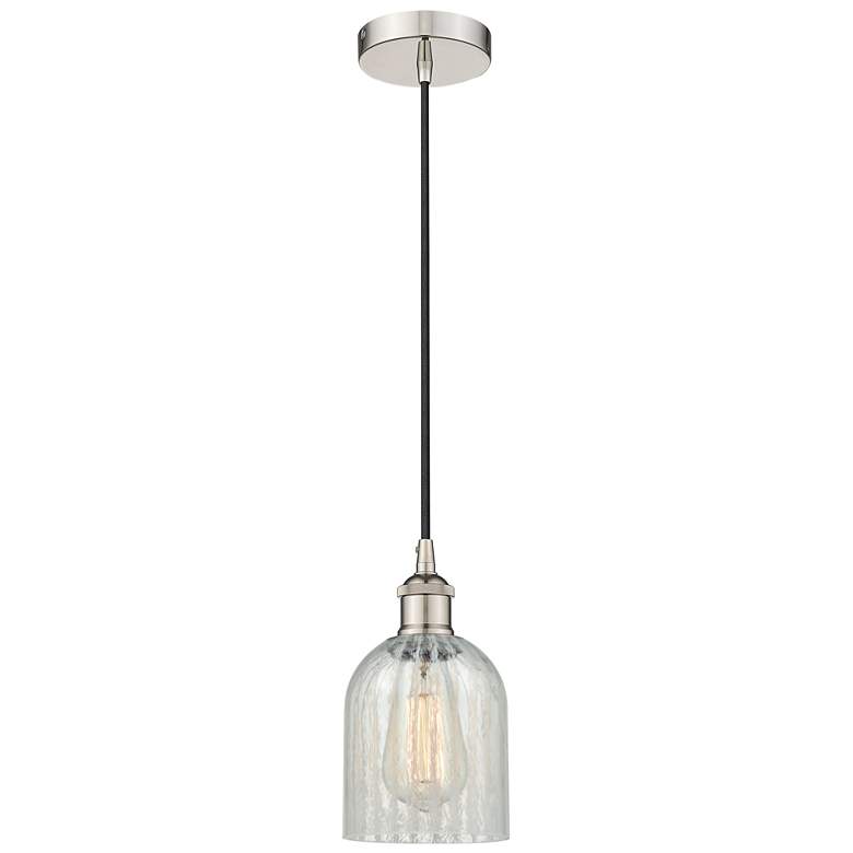 Image 1 Edison Caledonia 5" Polished Nickel Corded Mini Pendant w/ Mouchette S