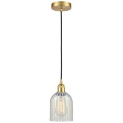 Edison Caledonia 5" Satin Gold Cord Hung Mini Pendant w/ Mouchette Sha