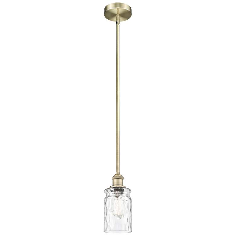 Image 1 Edison Candor 5"W Brass Stem Mini Pendant w/ Clear Waterglass Shade