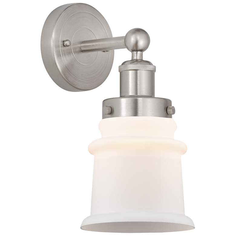 Image 1 Edison Canton 5" Brushed Satin Nickel Sconce w/ Matte White Shade