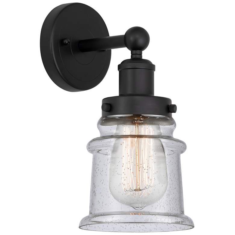 Image 1 Edison Canton 5" Matte Black Sconce w/ Seedy Shade