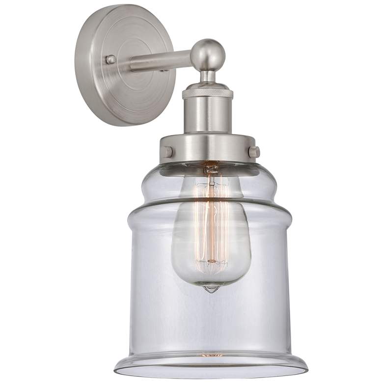 Image 1 Edison Canton 6" Brushed Satin Nickel Sconce w/ Clear Shade
