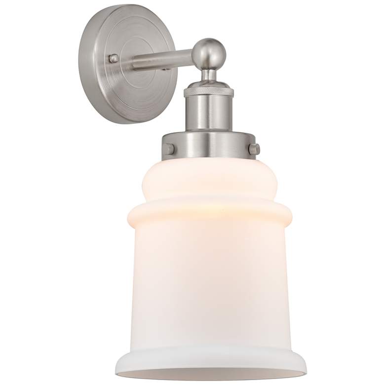 Image 1 Edison Canton 6" Brushed Satin Nickel Sconce w/ Matte White Shade