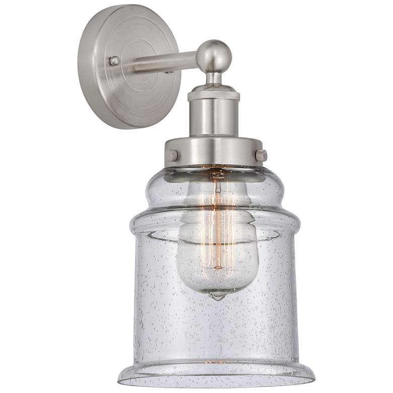Image 1 Edison Canton 6" Brushed Satin Nickel Sconce w/ Seedy Shade